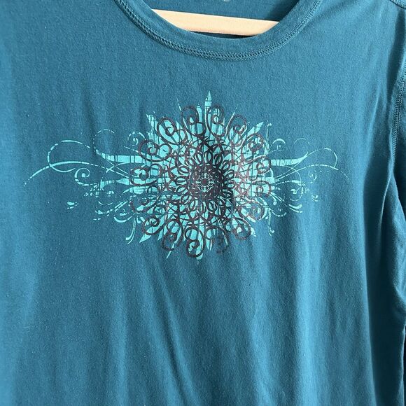 Tek Gear Womens Y2K Teal Graphic Long Sleeve T-Shirt XL - Picture 2 of 8